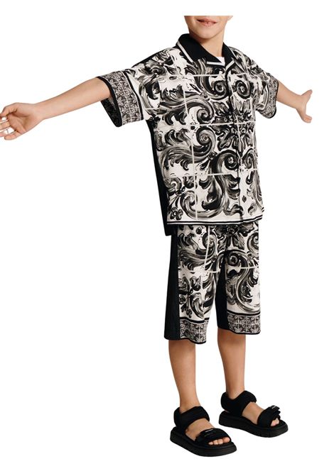 Bermuda bambino nero maiolica DOLCE E GABBANA | L43Q29/CENERO
